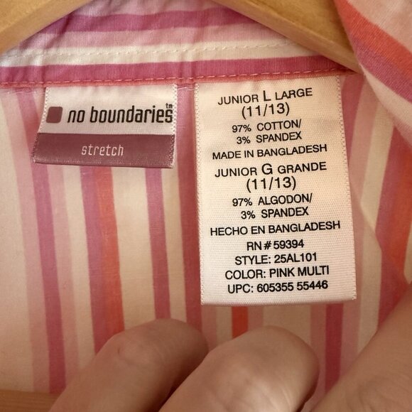 No Boundaries 90s Y2K Pink Striped Embroidered Skeleton Skull Button Down M/L - Picture 7 of 16